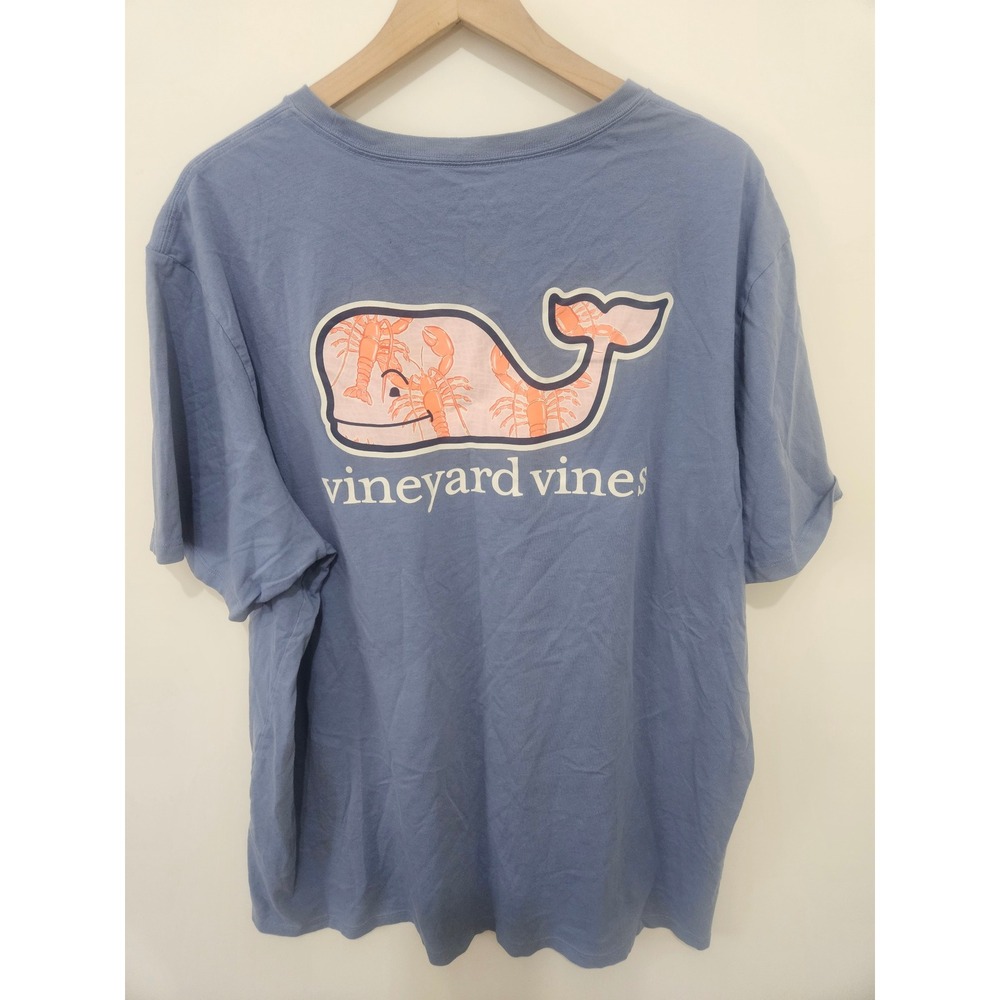 Vineyard Vines Mens XXL Blue Lobster Whale Logo Pocket T-Shirt Short Sleeve - Picture 4 of 5